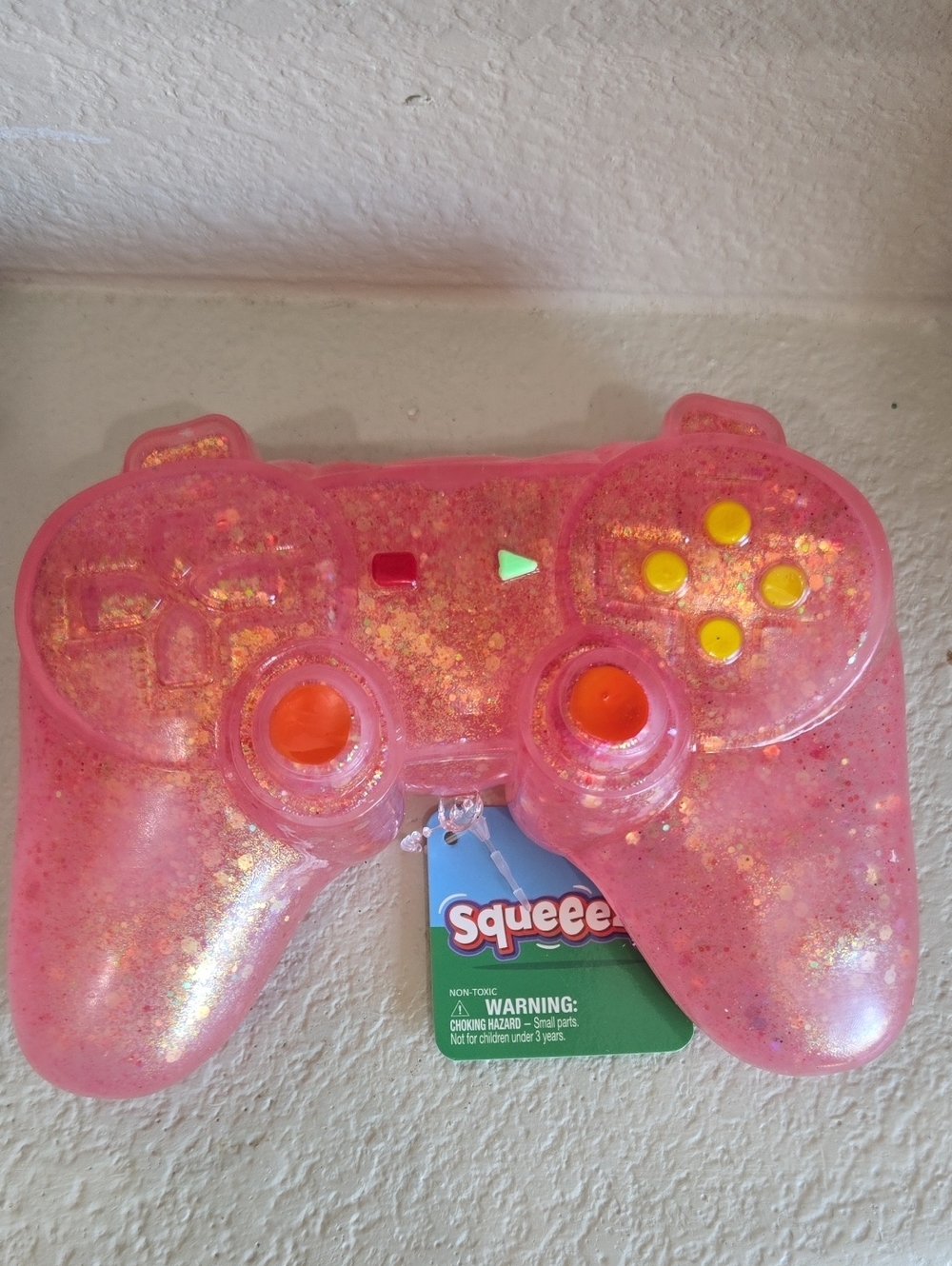 New Squeeezy Pink Glitter Game Controller SquishyToy.
